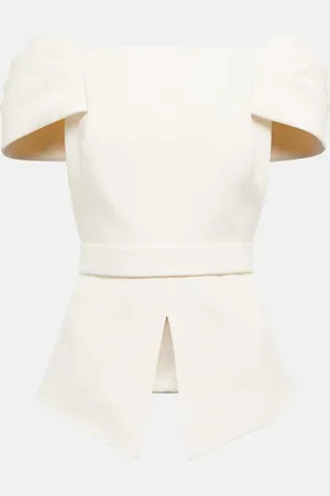 Safiyaa Slit peplum crÃªpe top