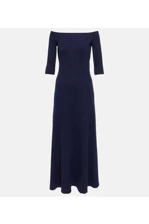 Chloé Women Maxi Dresses - Off-shoulder wool-blend maxi dress