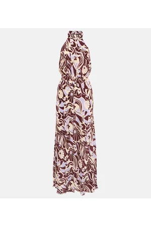 RIXO London Kendra printed silk halterneck dress