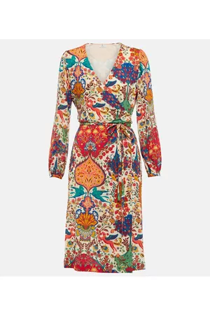 Etro Women Printed Dresses - Printed wrap wool-blend midi dress