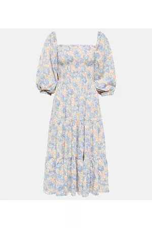 Ralph Lauren Floral shirred cotton-blend midi dress