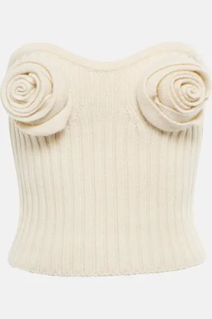 BLUMARINE Rose-appliquÃ© wool bustier