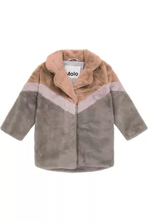 Molo Girls Coats - Haili colorblocked faux fur coat