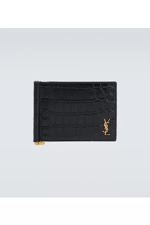 Portadoll Leather Money Clip Wallet in Black - Saint Laurent