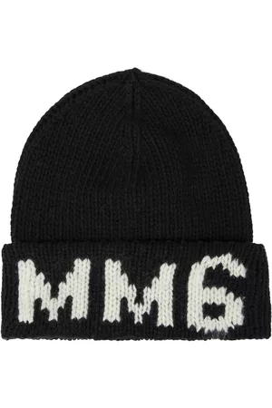 Maison Margiela Girls Beanies - Logo jacquard wool-blend beanie