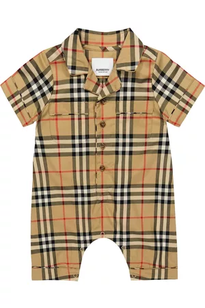 Burberry Baby Checked cotton-blend onesie