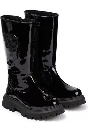 Dolce & Gabbana Logo patent leather knee-high boots
