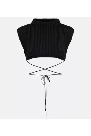 Jean Paul Gaultier Tie-trimmed wool crop top