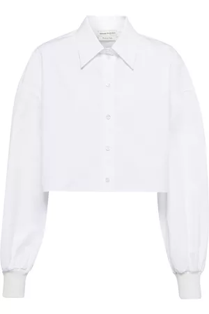 Alexander McQueen Women Cropped Jackets - Cropped cotton shirt