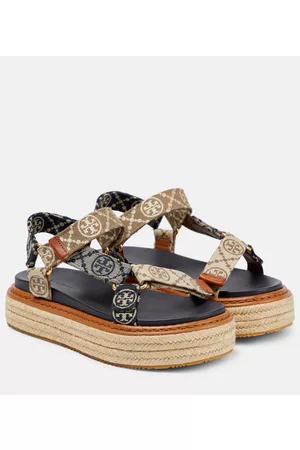 Tory Burch T Monogram jacquard platform espadrilles