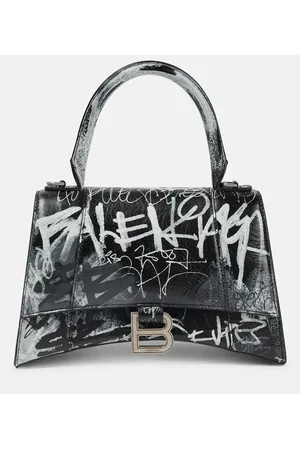 Women's Hourglass Small Handbag Graffiti in Optic White