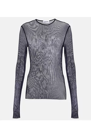 Jean Paul Gaultier Crystal-embellished printed mesh top