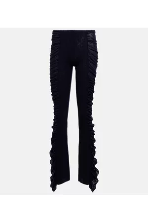 Jean Paul Gaultier Ruched low-rise skinny mesh pants
