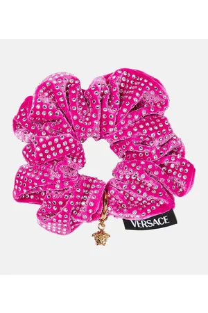VERSACE Medusa velvet embellished scrunchie