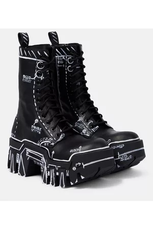 Balenciaga Women Lace-up Boots - Bulldozer lace-up leather ankle boots