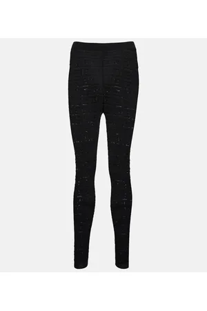 Buy Givenchy Black Sequin Logo Leggings in Cotton for Girls in UAE