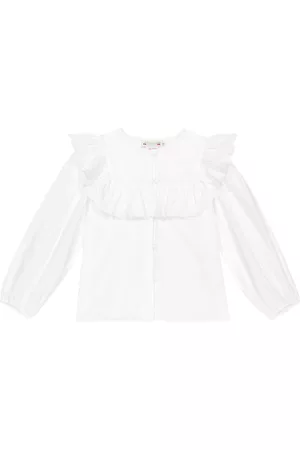 BONPOINT Girls Tops - Ruffle-trimmed cotton top