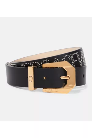 VERSACE Stud-embellished leather belt