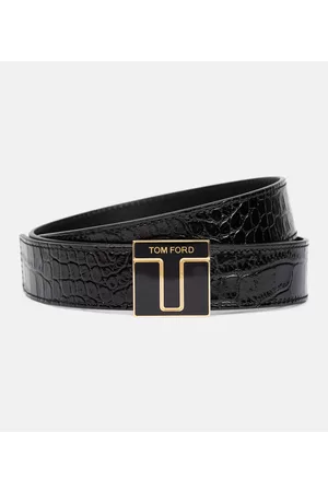 Tom Ford Logo croc-effect patent leather belt