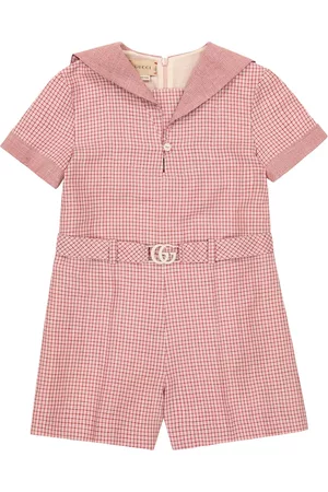 Gucci Checked linen and wool playsuit
