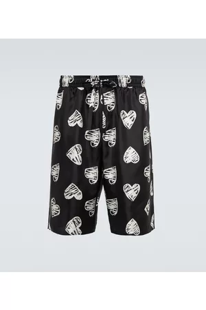 Dolce & Gabbana Men Shorts - Heart printed silk shorts