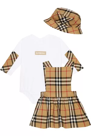 Burberry Rompers - Baby Vintage Check bodysuit, bucket hat, and dress