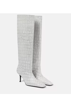 Acne Studios Women Knee High Boots - Croc-effect leather knee-high boots