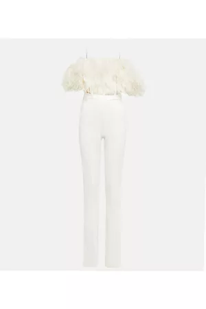 DAVID KOMA Feather-trimmed cady jumpsuit