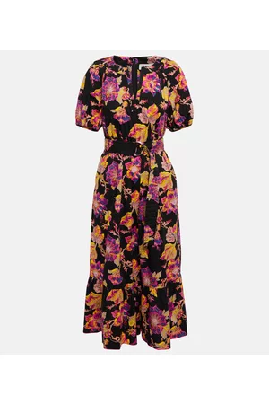Diane von Furstenberg Women Printed Dresses - Lindy floral cotton midi dress