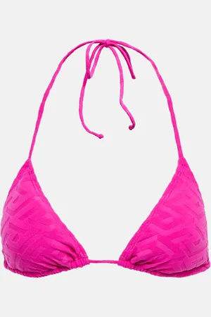 VERSACE La Greca jacquard bikini top