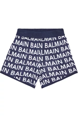 Balmain Girls Shorts - Logo intarsia cotton-blend shorts