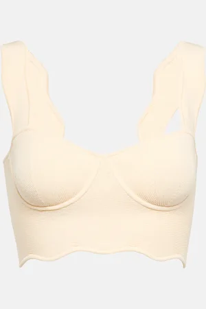 GALVAN Delia scalloped crop top