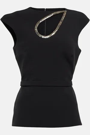 Safiyaa Carina crystal-embellished crÃªpe top