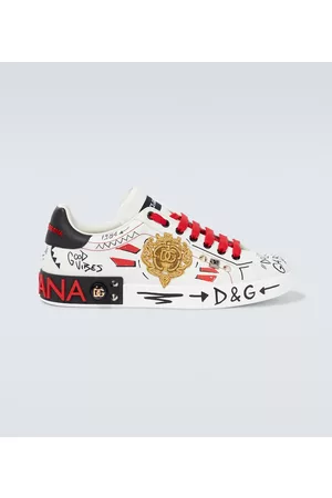 Dolce & Gabbana Men Sneakers - Portofino embellished low-top leather sneakers