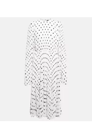 Balenciaga Women Midi Dresses - Polka-dot pleated crÃªpe midi dress
