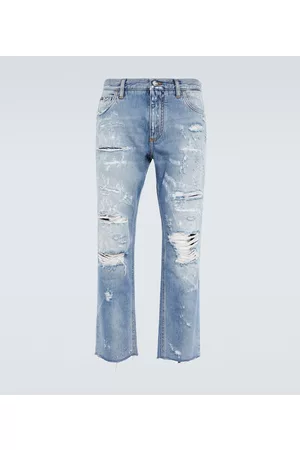 Dolce & Gabbana Men Straight - Distressed mid-rise straight jeans