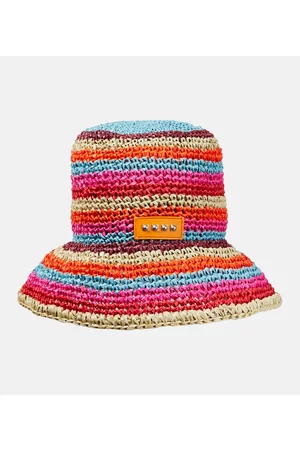 Etro Women Hats - Striped raffia bucket hat