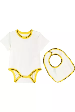 OFF-WHITE Baby cotton bodysuit and bib set