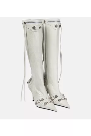 Balenciaga Cagole distressed leather knee-high boots