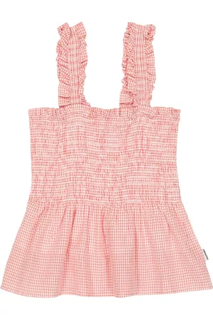 Molo Girls Tops - Rosine Red Check smocked cotton top