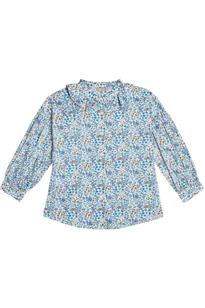 Il gufo Girls Tops - Floral cotton poplin shirt