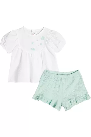 Il gufo Baby cotton top and shorts set