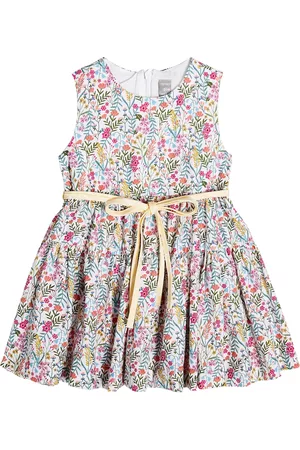 Il gufo Baby floral tiered cotton dress