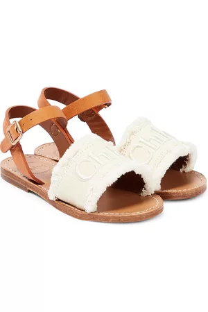 Chloé Girls Sandals - Leather-trimmed canvas sandals