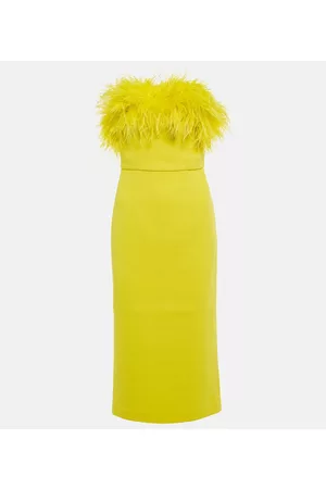 Rebecca Vallance Women Midi Dresses - Feather-trimmed midi dress