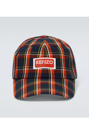 Kenzo Men Caps - Logo checked cotton baseball cap
