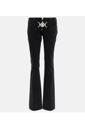 VERSACE Women Bootcut & Flares - Belted low-rise flared jeans