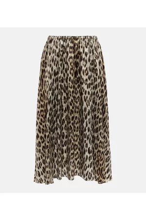 Balenciaga Women Printed Skirts - High-rise leopard-print silk midi skirt