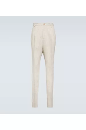 Dolce & Gabbana High-rise slim linen pants