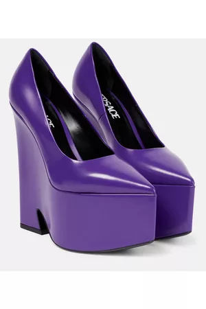 VERSACE Women Pumps - Tempest leather platform pumps